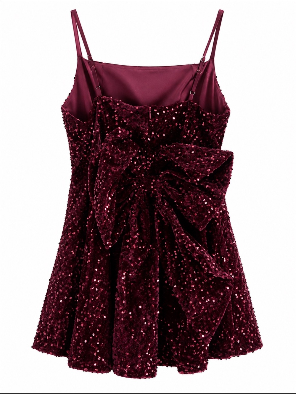 Girls' Burgundy Sequin Velvet Party Dress with Bow